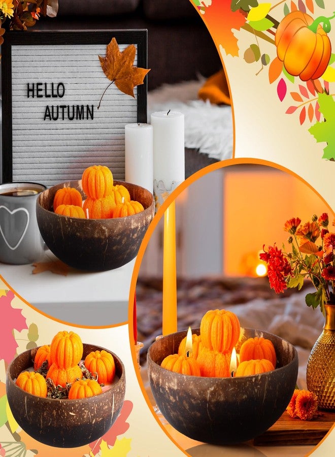 Conelist 2 Pcs Thanksgiving Scented Candle 5.9'' Fall Autumn Pumpkin Candle Decoration Spice Soy Wax Scented Coconut Bowl Tables Decor for Home Bedroom Bathroom Holiday Farmhouse Party Gift - Image 5